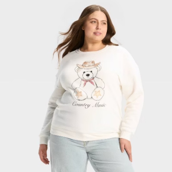 Zoe + Liv Cream Country Music Bear Sweatshirt - Picture 1 of 3